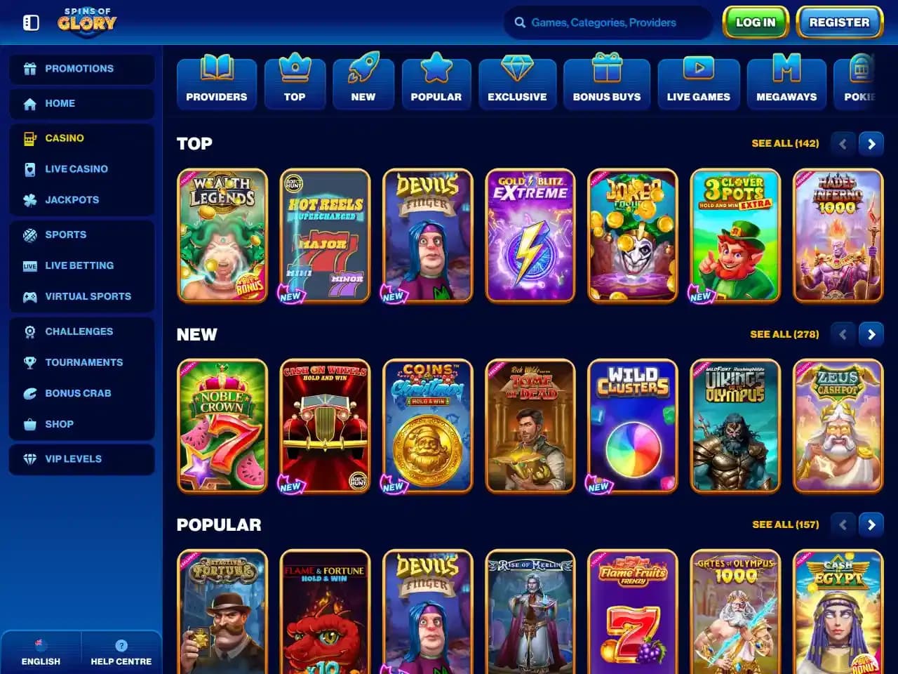 Spins of Glory Game Selection